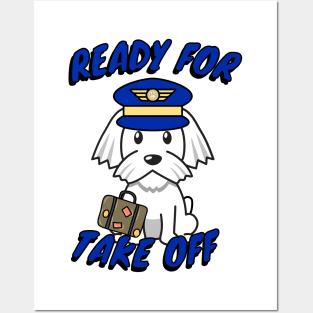 Cute White dog is a pilot Posters and Art